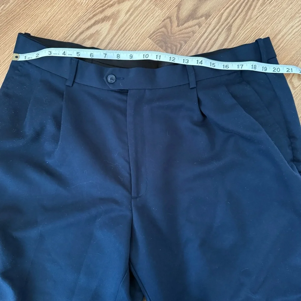 Savane Pleated Navy Blue Cuffed Dress‎ Slacks Pants 40x32 Comfort Plus Classic